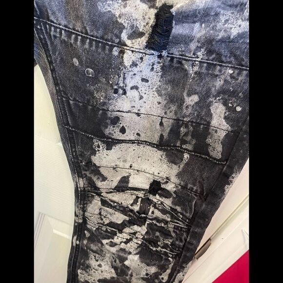 Krome New York acid washed moto destroyed jeans sz 36X32 - Picture 6 of 8